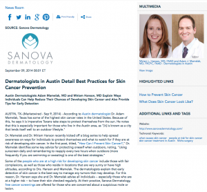 Austin dermatologist, skin cancer prevention, free skin cancer screenings, skin cancer self examination, Dr. Mamelak, Mohs Micrographic surgery, Dr. Hanson