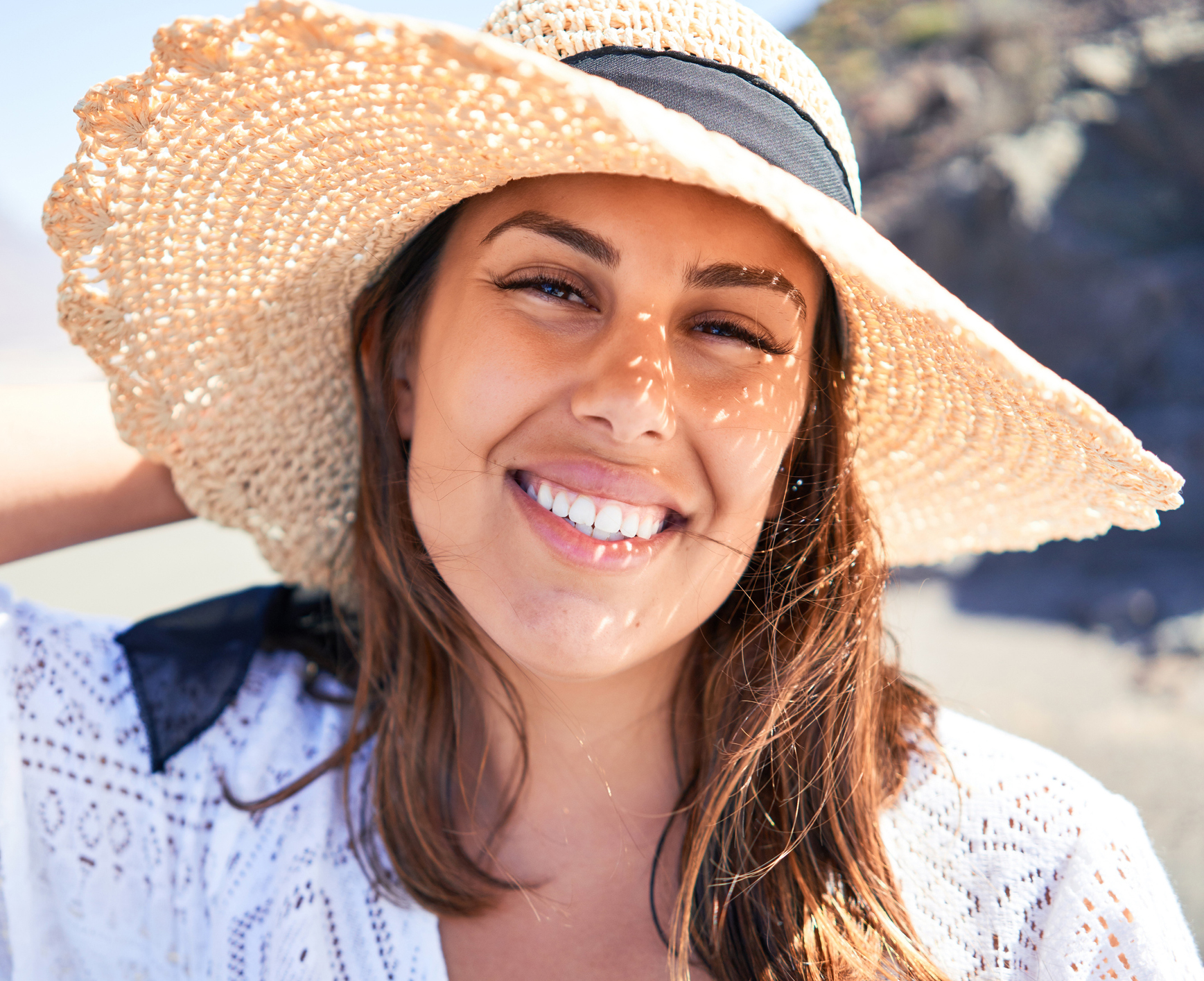 Young beautiful tourist woman smiling happy enjoying summer vacation on a road trip Restylane® Defyne in Pflugerville, TX